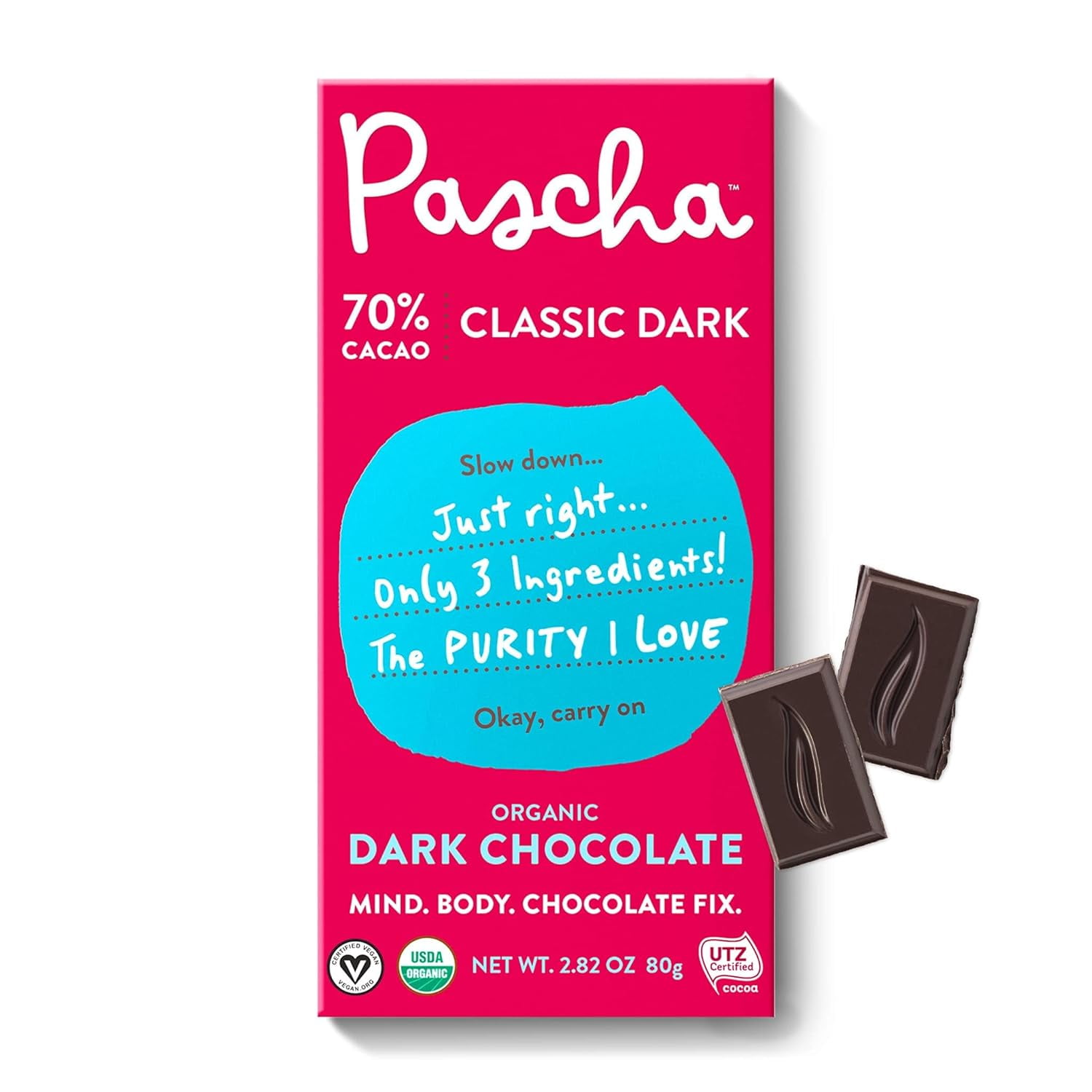 Organic Dark Chocolate Bars, 70% Cacao, Utz, Gluten , Non Gmo, 2.82 Oz 