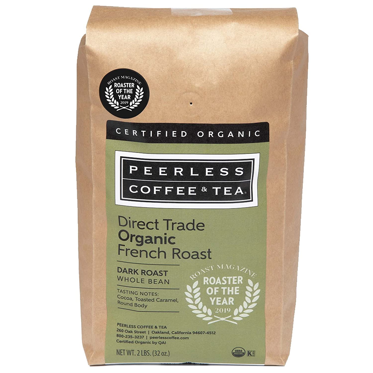 Organic Dark Roast Whole Bean (2 lb.) — Direct Trade Organic French