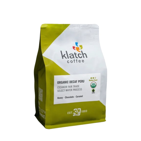 Organic Decaf Peru Cecanor Fair Trade Select Water Process - Roasted by Klatch Coffee - Freshly Ground Coffee - 310g Bag