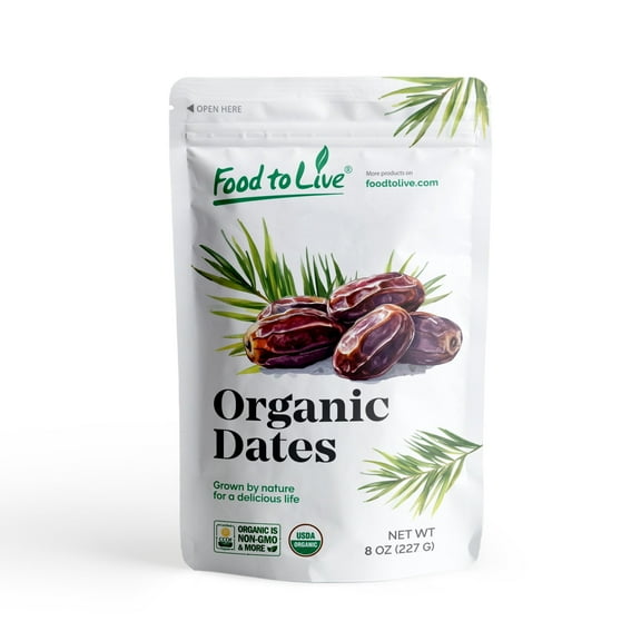 Organic Deglet Noor Dates, 0.5 Pounds Non-GMO, Raw, Vegan by Food to Live