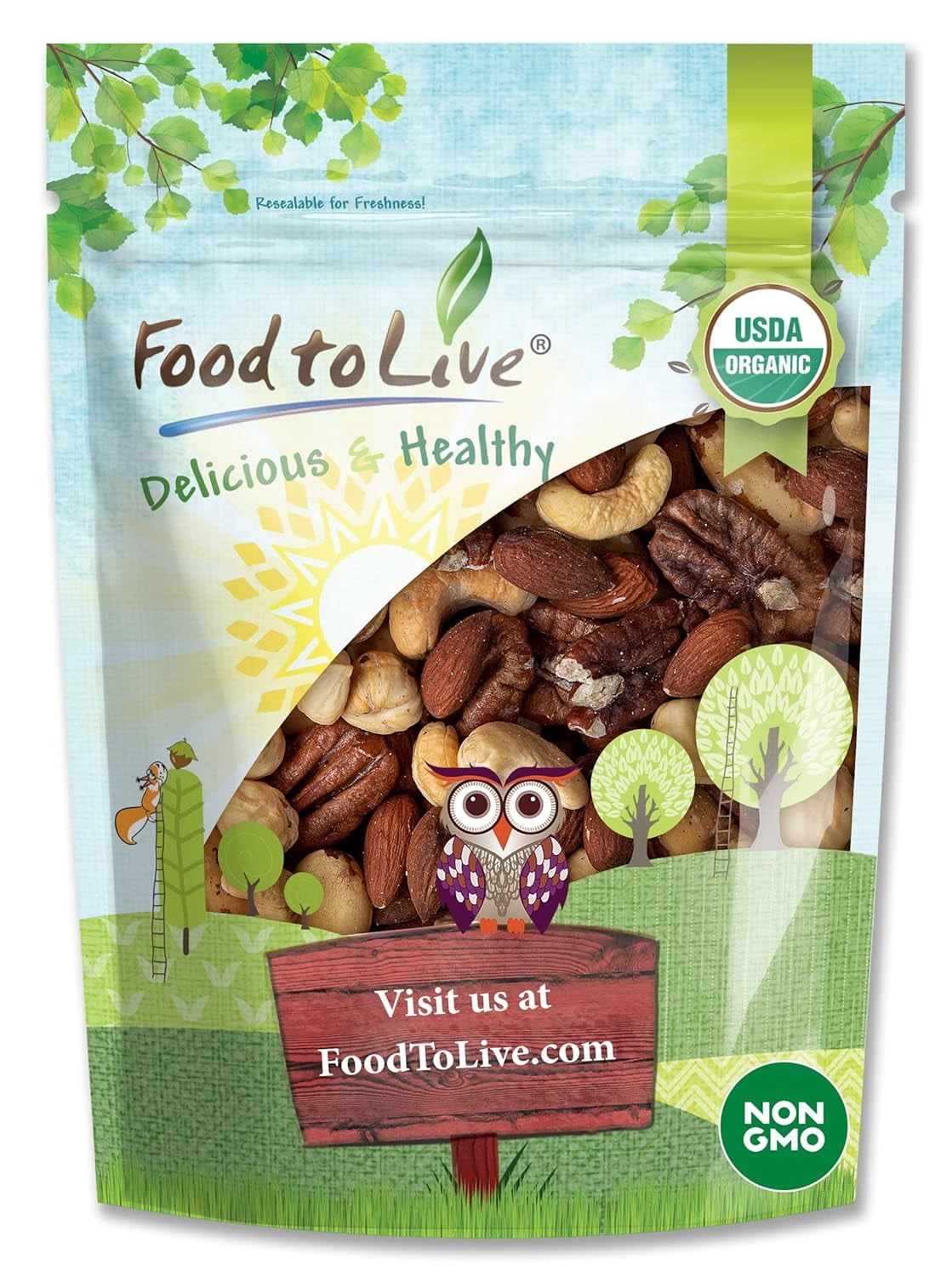Organic Deluxe Unsalted Nuts Mix A Blend of Dry Roasted Organic
