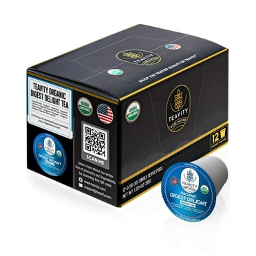 Organic Digest Delight Tea Pods for Keurig Brewers by Teavity - Naturally Decaffeinated,12 Tea Pods