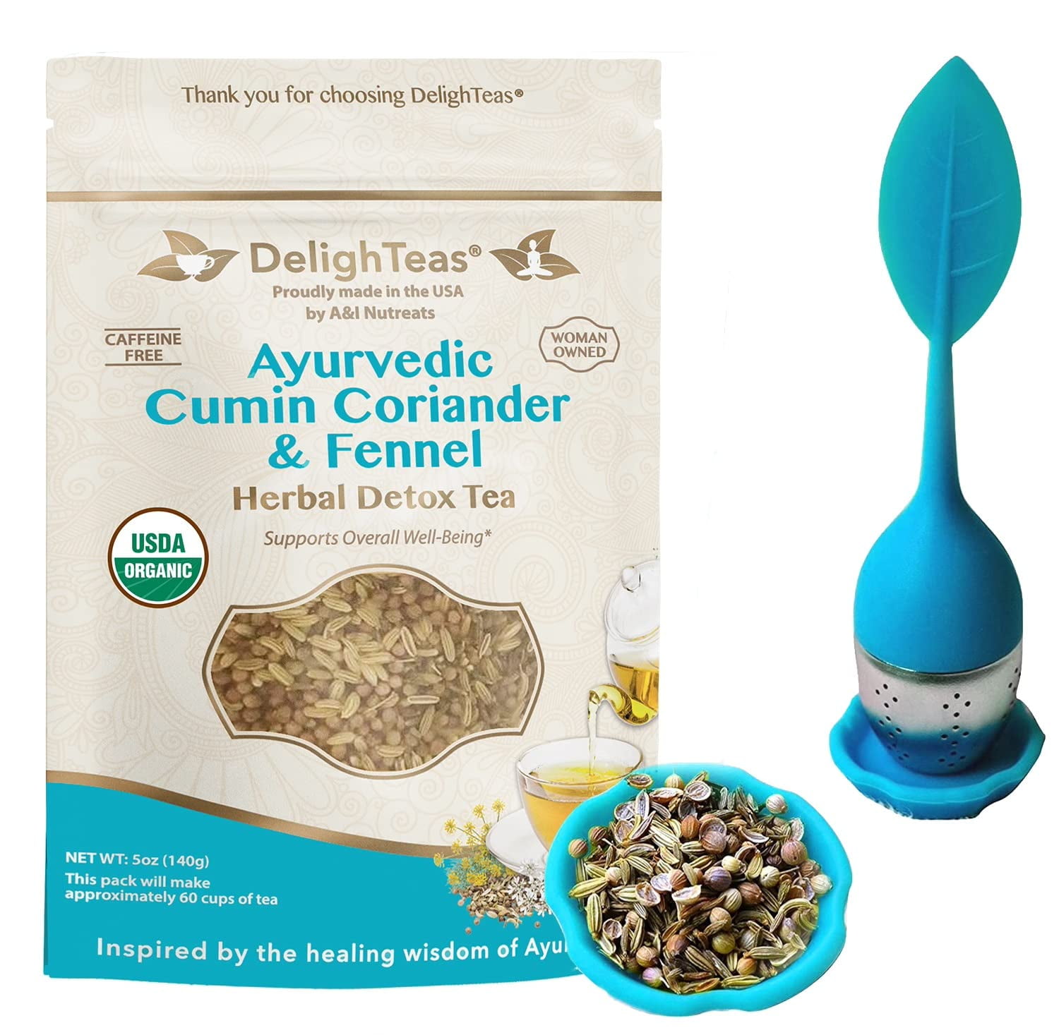 Organic Digest & Detox CCF Tea Ayurvedic Cumin, Coriander, Fennel