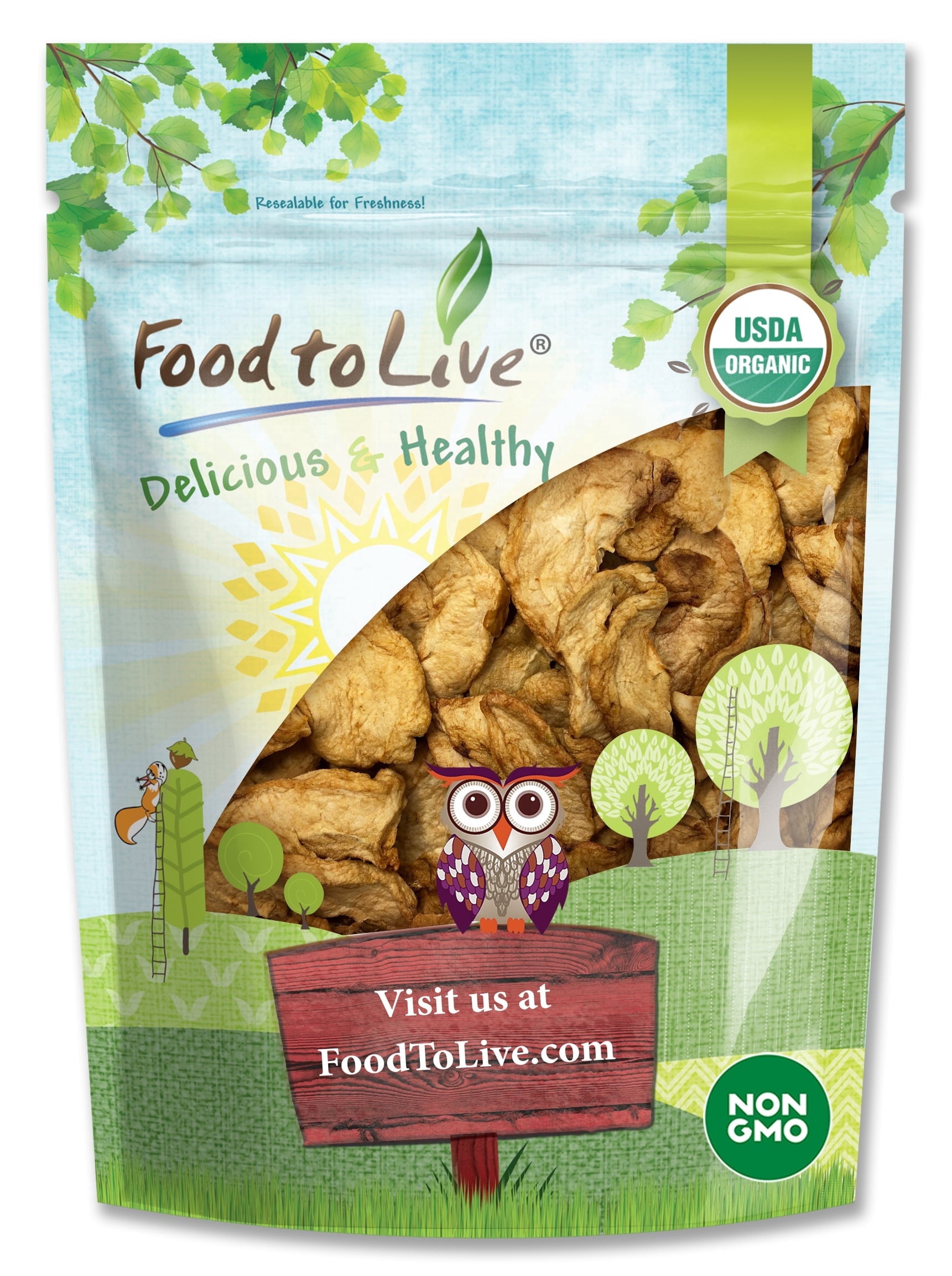 Organic Dried Apple Rings, 1 Pound - Non-GMO, Kosher, Raw, Vegan, Unsulfured,Bulk – by Food to Live