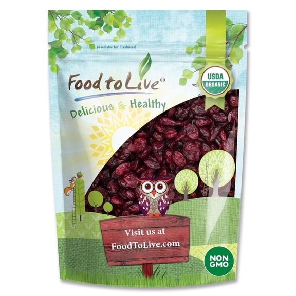 Organic Dried Cranberries, 1 Pound Non-GMO, Kosher, Raw, Vegan by Food to Live