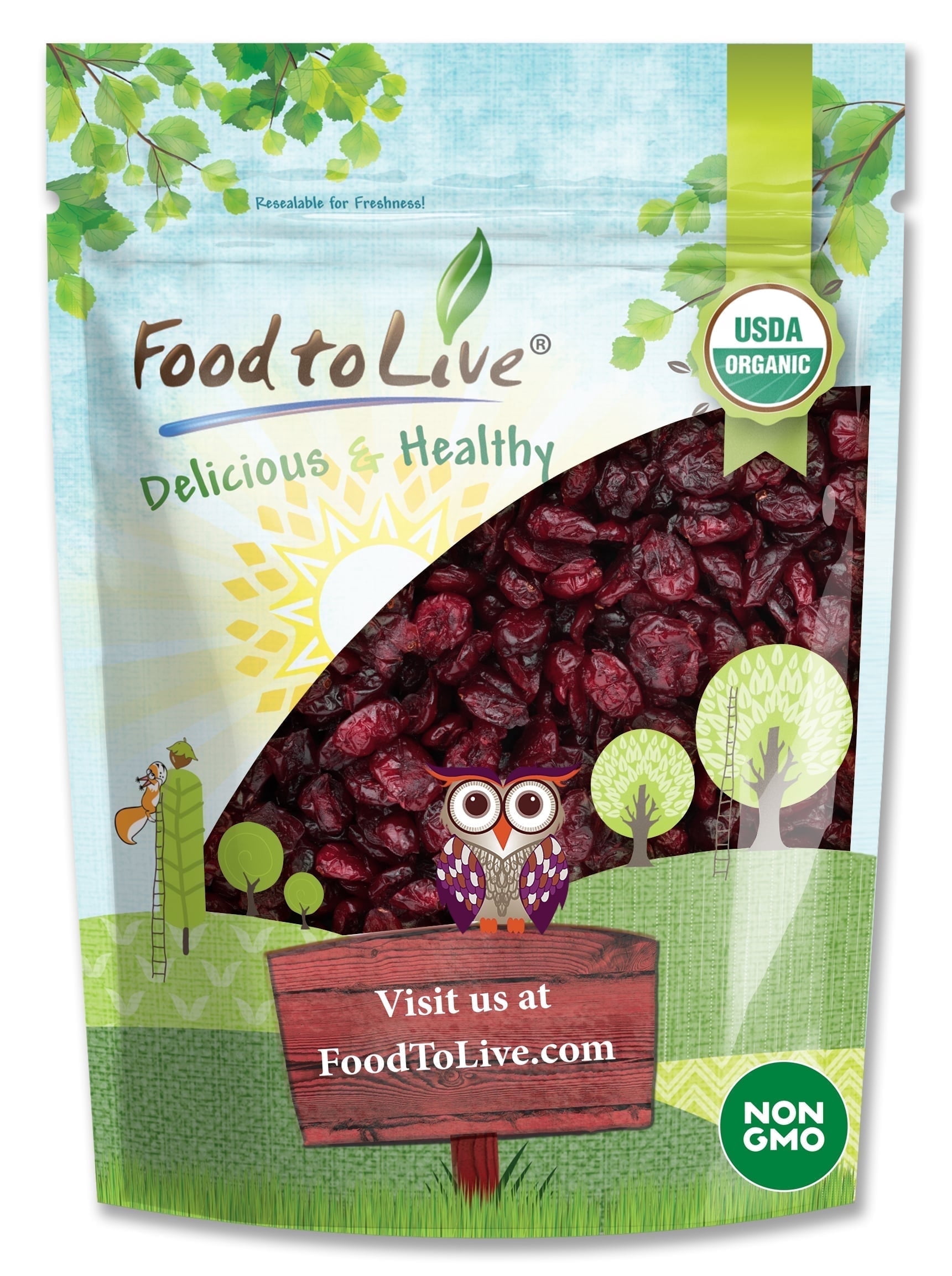 Organic Dried Cranberries, 5 Pounds — Non-GMO, Kosher, Raw, Vegan — by Food to Live