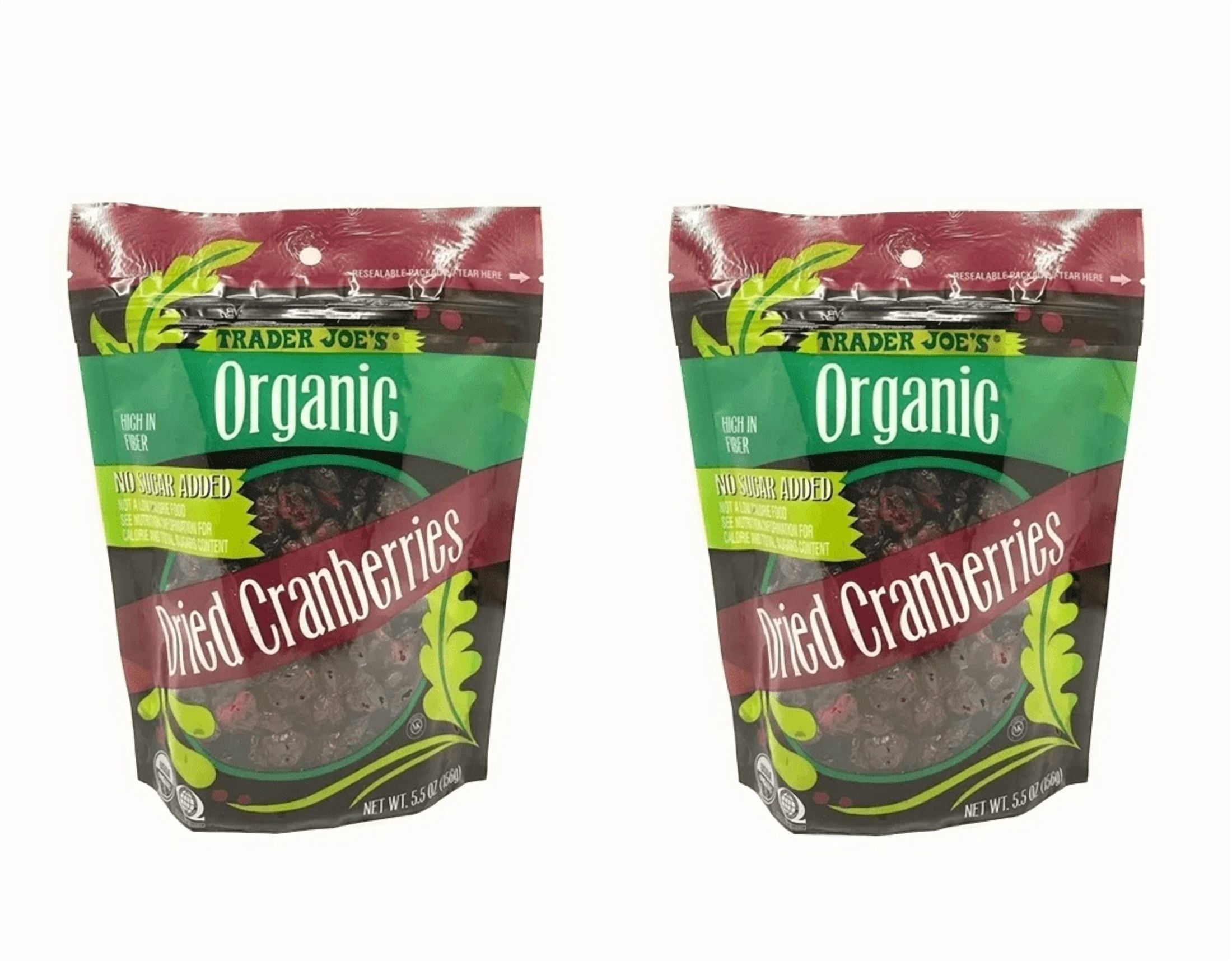 Organic Dried Cranberries High IN Fiber, No Sugar Added, Trader Joe's 5.5oz(156g) – Pack of 2