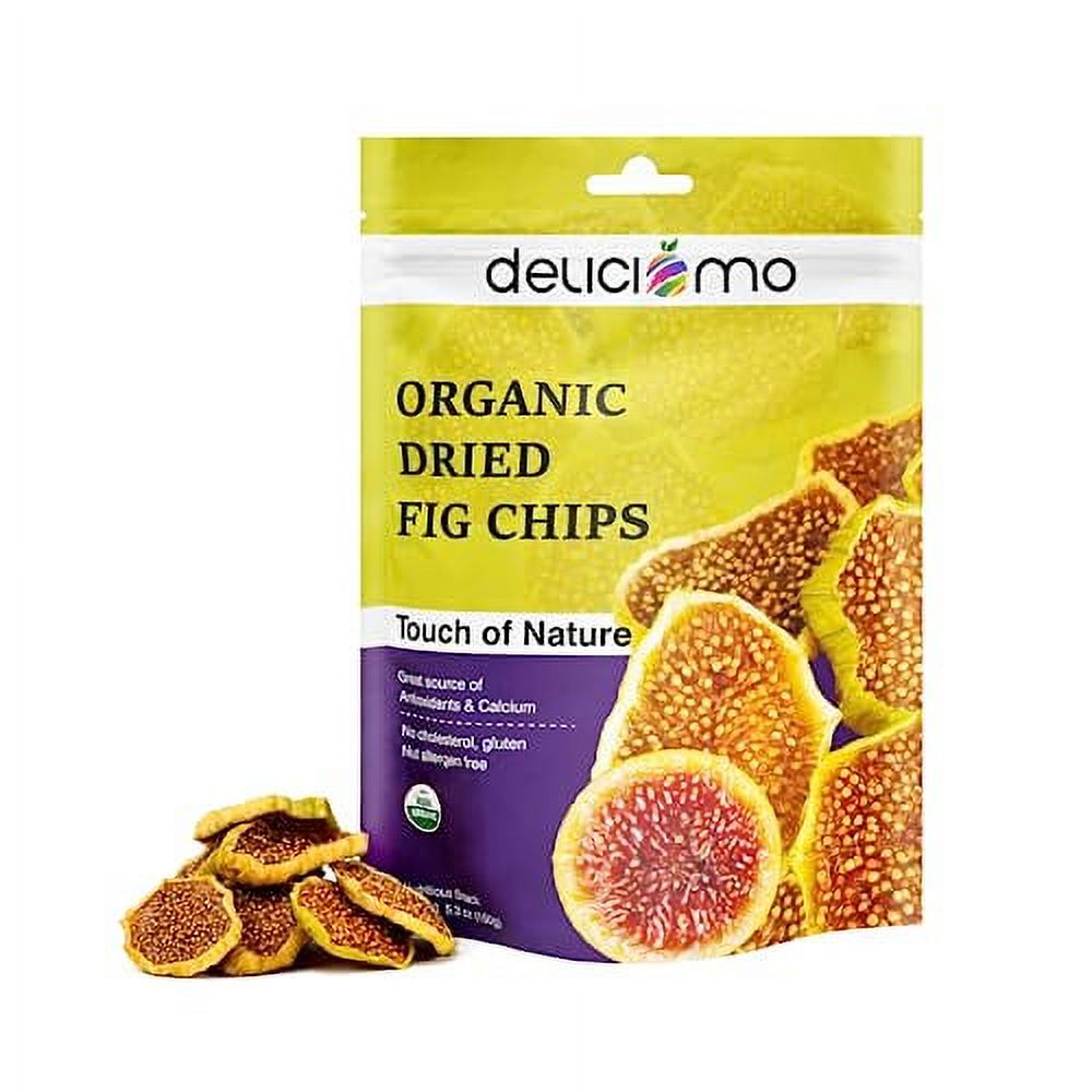 Organic Dried Fig Chips, 5.3 oz Healthy Fruit Snack, Vegan, Gluten