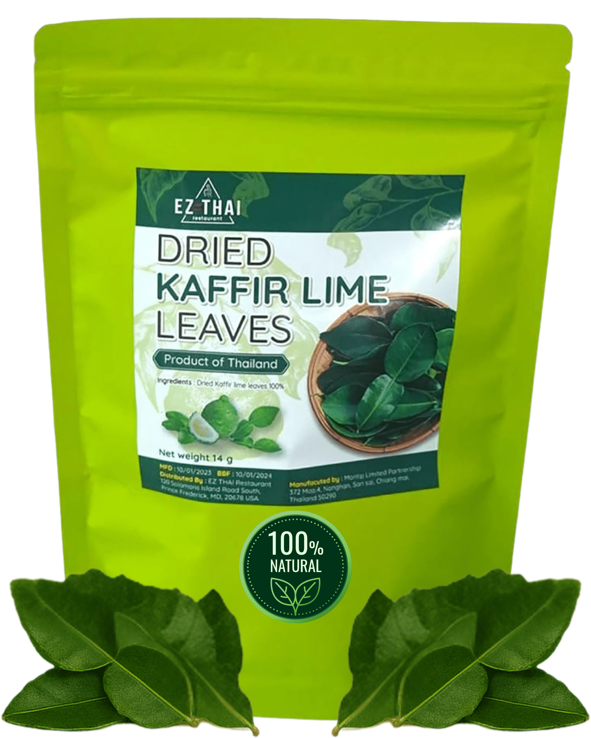 Organic Dried Kaffir Lime Leaves 0.5oz Premium Whole Makrut Lime Leaves for Authentic Thai Curry