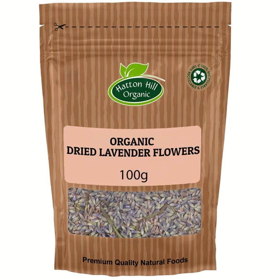 Organic Dried Lavender Flowers 100g by Hatton Hill Organic | Aromatic, Herbal Tea, Calming, Natural, Fragrant, Soothing & Versatile