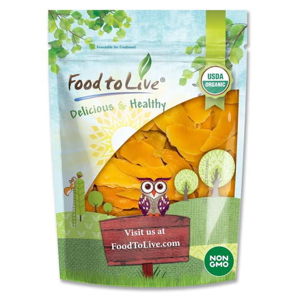 Organic Dried Mango Cheeks, 3 Pounds - Non-GMO, Kosher, Raw, Vegan - by Food to Live