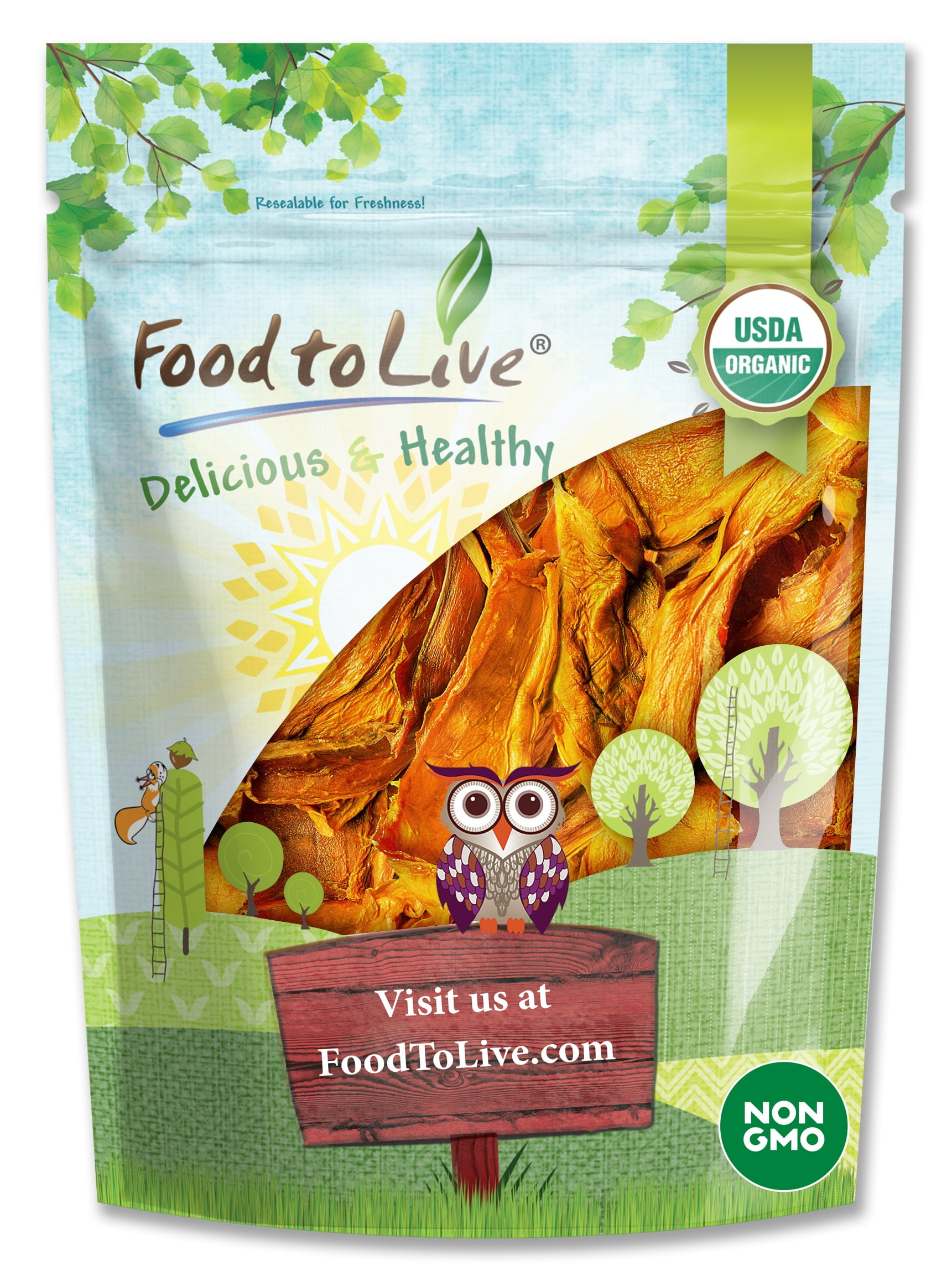 Organic Dried Mango Strips, 2 Pounds – Non-GMO, Unsulphured, Unsweetened and Delicious Fruit Snack, Chewy and Naturally A Good Source of Energy and Fiber, Vegan, Kosher Food in Bulk