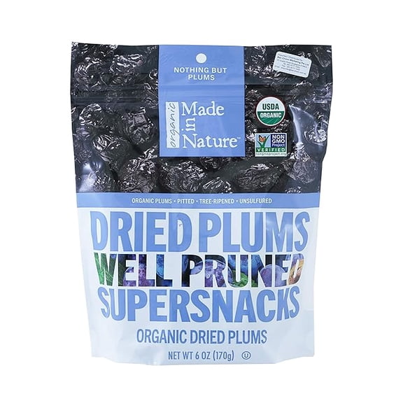 Organic Dried Plums, 6 Oz Pack of 1