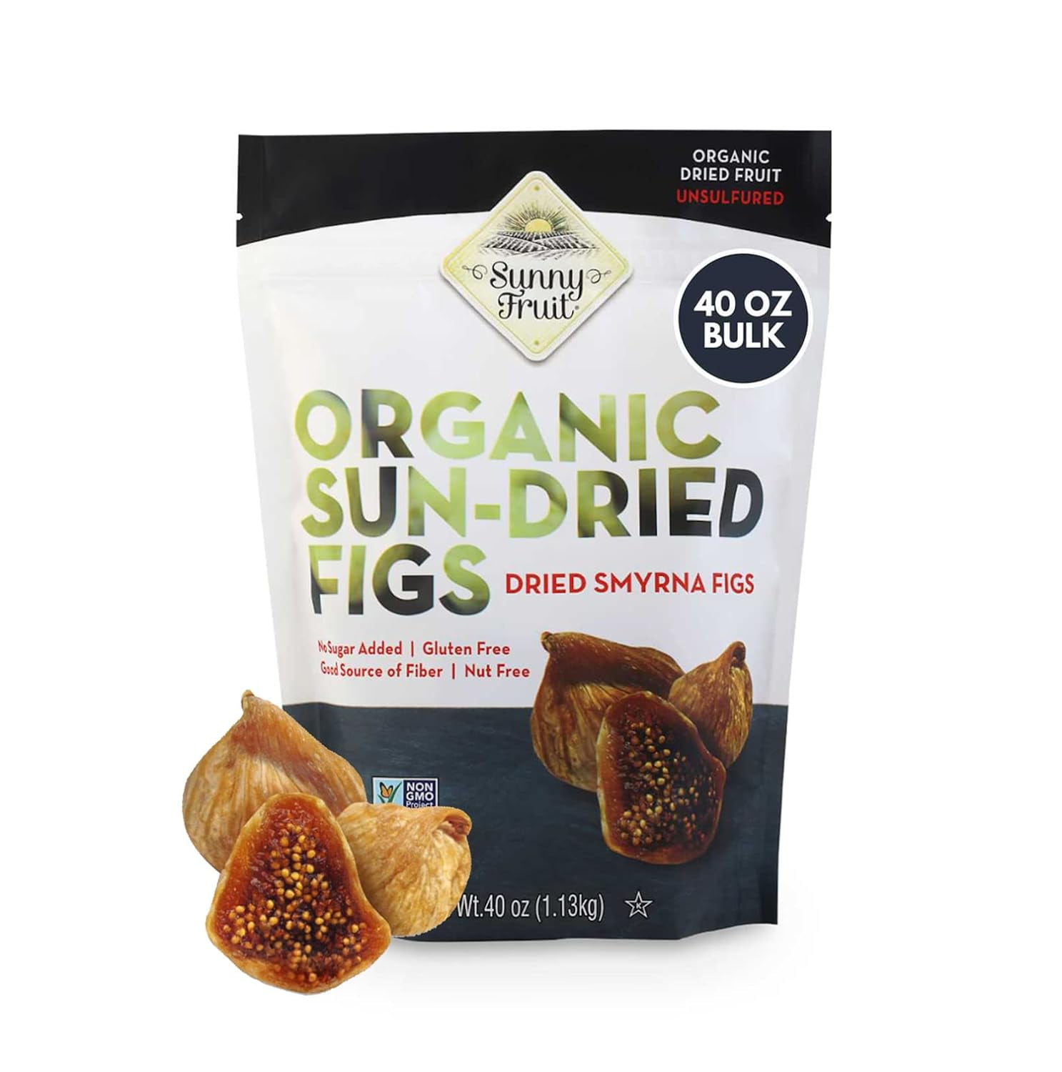 Organic Dried Smyrna Figs 40oz Bulk Bag Tender & Juicy NO Added