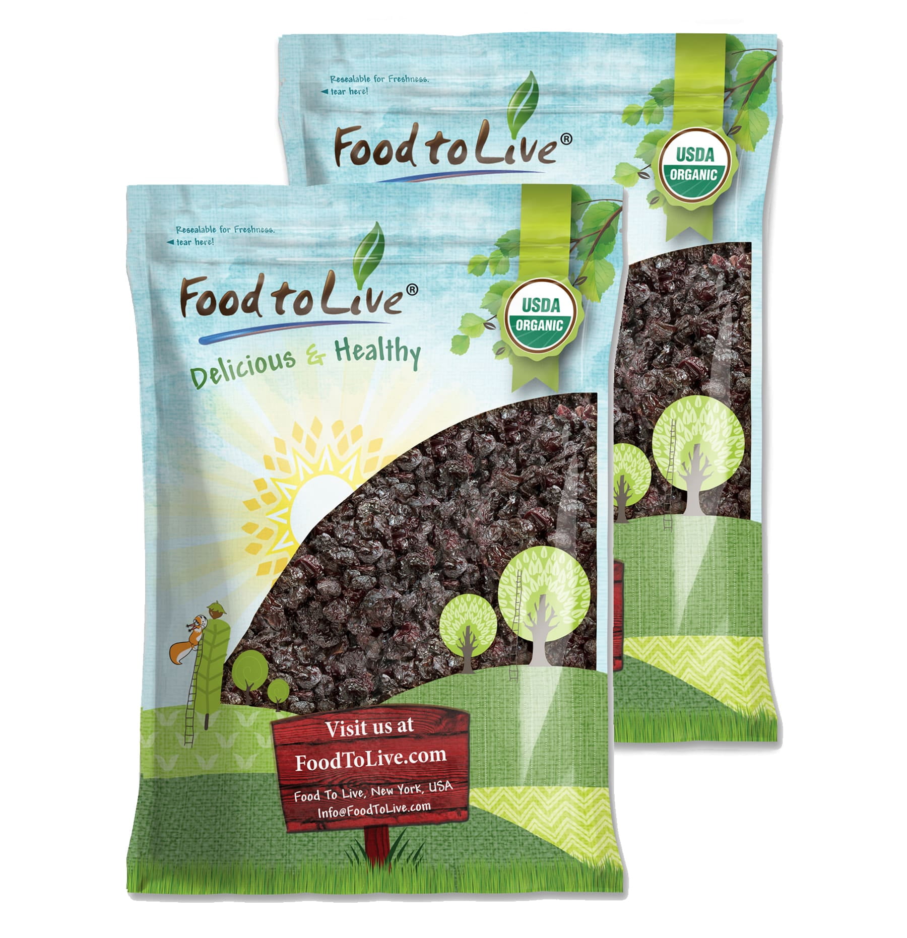 Organic Dried Unsweetened Sour Cherries, 16 Pounds — Non-GMO, Raw, Vegan — by Food to Live
