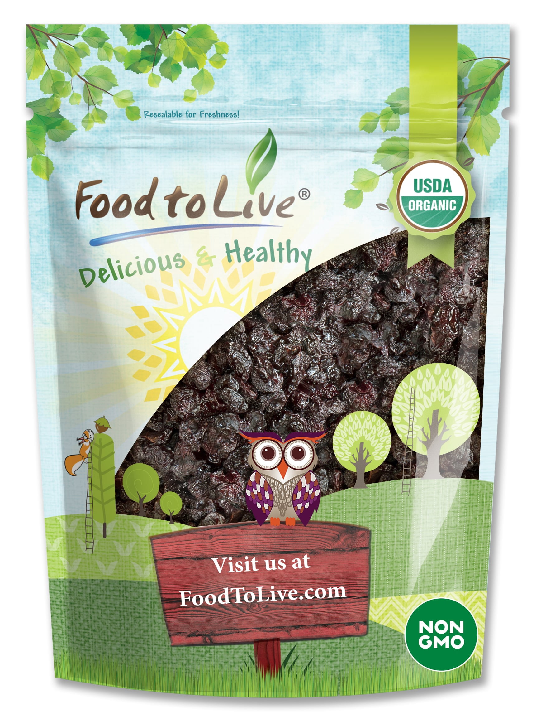 Organic Dried Unsweetened Sour Cherries, 4 Pounds — Non-GMO, Raw, Vegan — by Food to Live