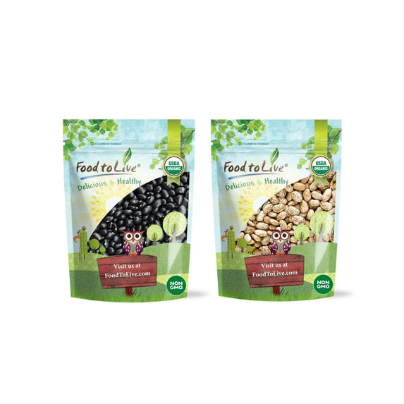 Organic Dry Beans Bundle, 2 Pack ? Organic Black Beans (5 LB), Organic Pinto Beans (5 LB), Non-GMO, Raw, Vegan, Kosher, Sproutable, Bulk. Rich in Fiber and Protein. Perfect for Soups, Burritos, Tacos