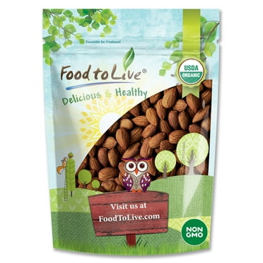 Organic Dry Roasted Almonds, 0.75 Pounds — Non-GMO, Kosher, Vegan — by Food to Live