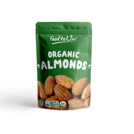 Organic Dry Roasted Almonds, 4 Pounds - Non-GMO, Unsalted, Vegan, Keto, Paleo, Kosher, Bulk, High in Protein, Dietary Fiber, Vitamin E, Copper, Manganese, Magnesium, and Riboflavin