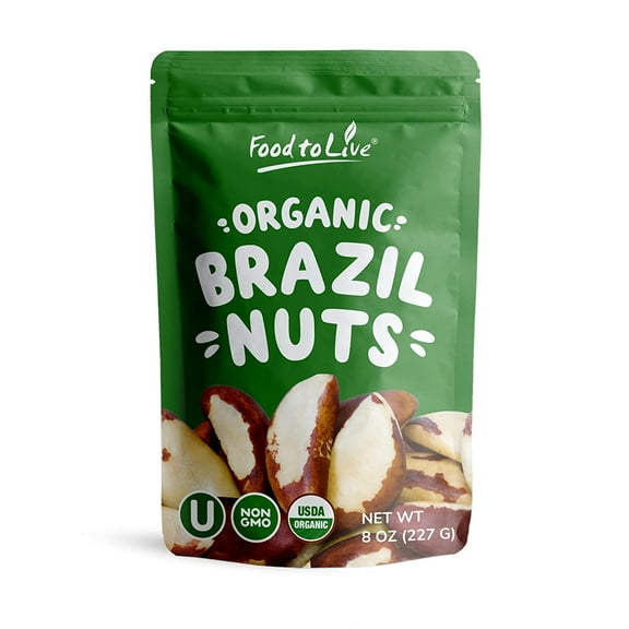 Organic Dry Roasted Brazil Nuts, 0.5 Pounds — Non-GMO, Kosher, Vegan — by Food to Live