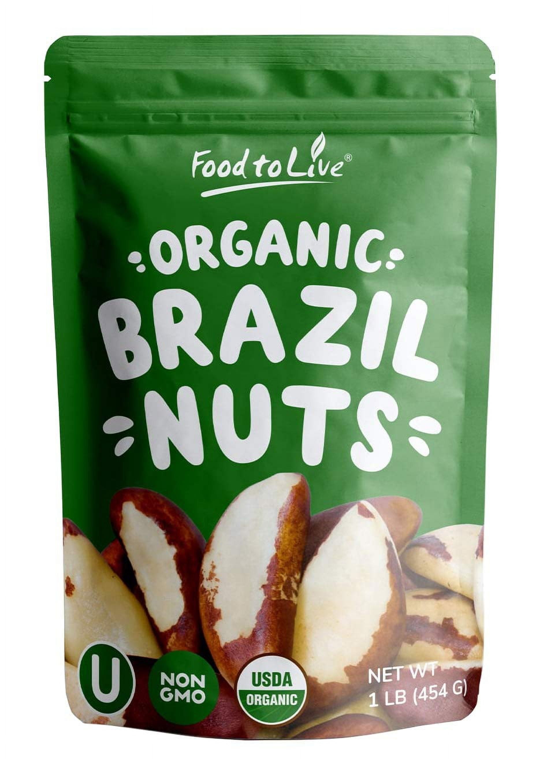 Organic Dry Roasted Brazil Nuts with Himalayan Salt, 1 Pound — Non-GMO, Kosher, Vegan — by Food to Live