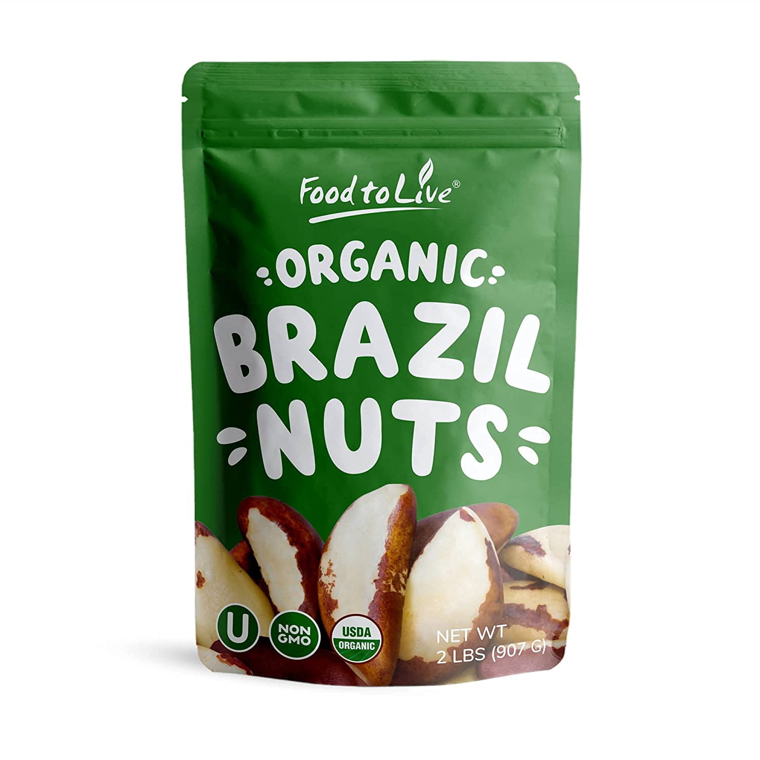 Organic Dry Roasted Brazil Nuts with Himalayan Salt, 2 Pounds — Non-GMO, Kosher, Vegan — by Food to Live
