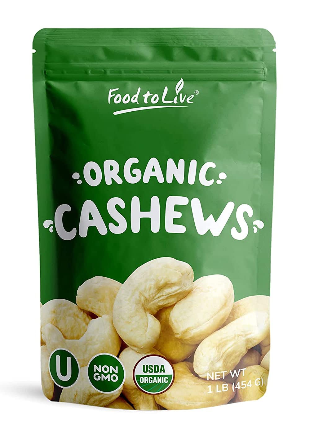 Organic Dry Roasted Cashew Halves and Pieces with Himalayan Salt, 1 ...