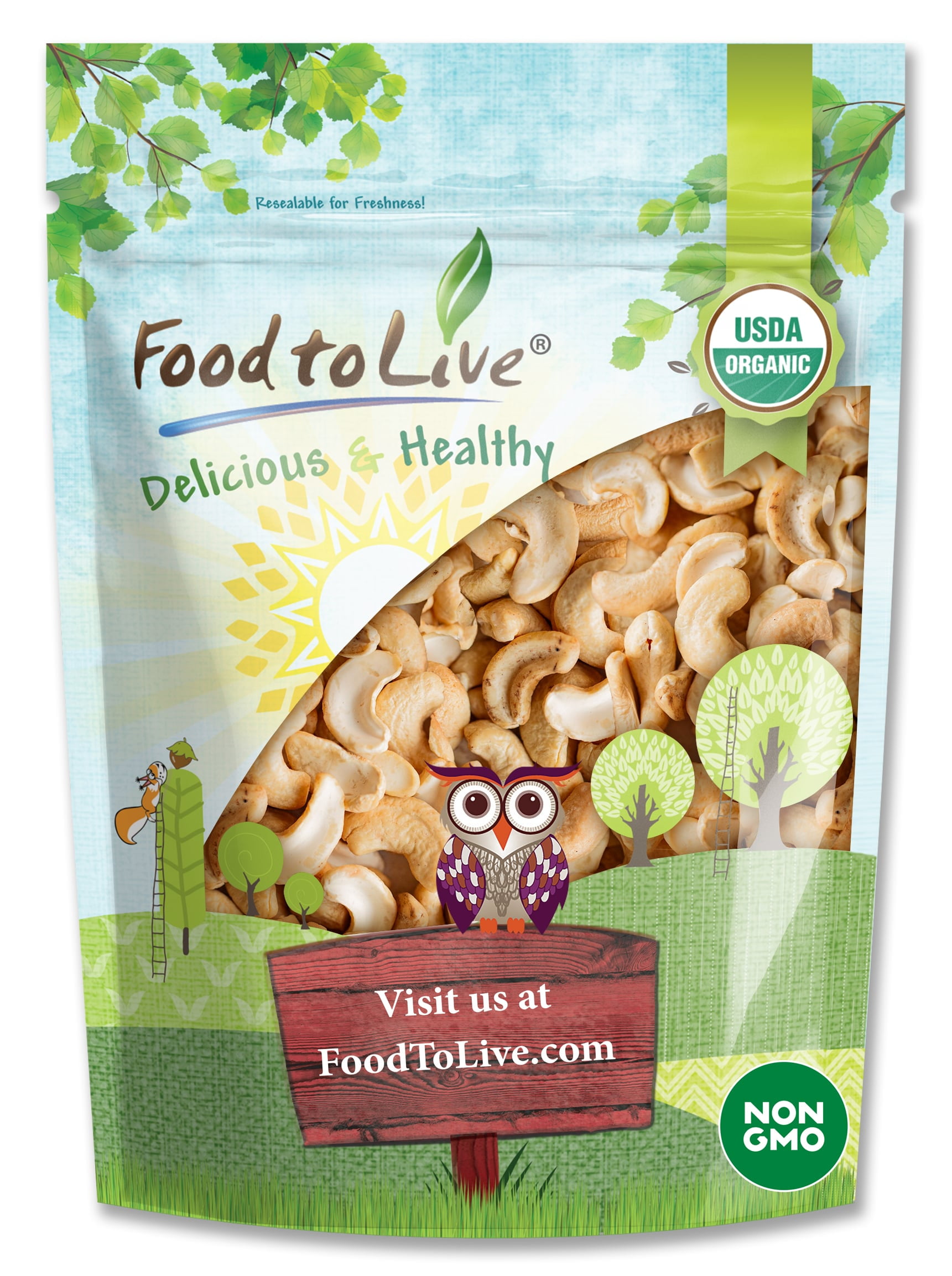 Organic Dry Roasted Cashew Pieces, 4 Pounds Unsalted, Non-GMO, Vegan-Friendly