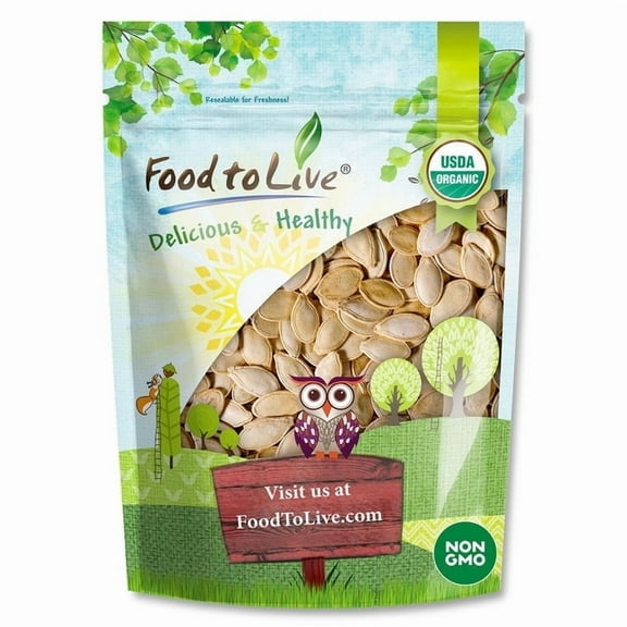 Organic Dry Roasted Pumpkin Seeds in Shell, 1 Pound Kosher, Vegan, Bulk by Food to Live
