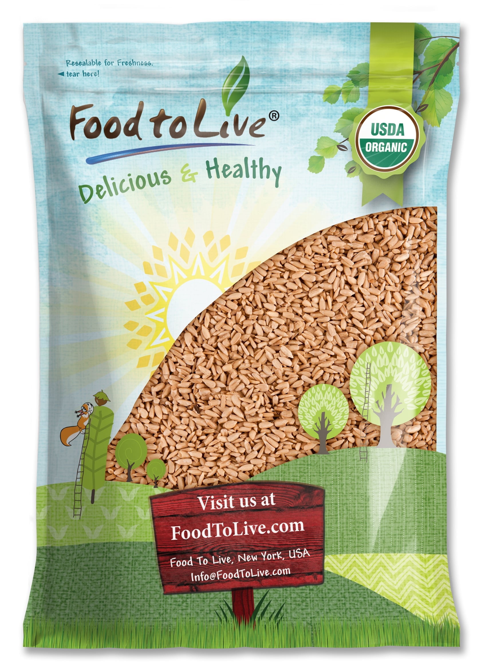 Organic Dry Roasted Sunflower Seeds with Himalayan Salt, 8 Pounds — Non-GMO, Kosher, Raw, Vegan — by Food to Live