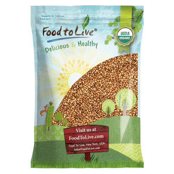 Organic Dry Roasted Whole Golden Flax Seeds, 10 Pounds Vegan, Kosher, Bulk by Food to Live