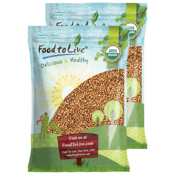 Organic Dry Roasted Whole Golden Flax Seeds, 20 Pounds Vegan, Kosher, Bulk by Food to Live