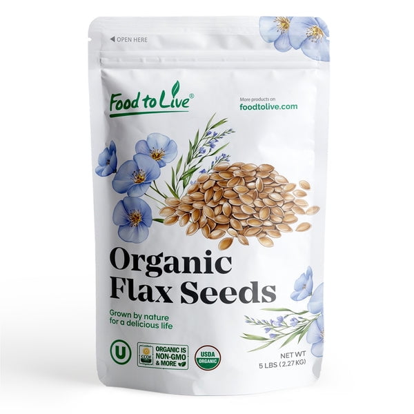 Organic Dry Roasted Whole Golden Flax Seeds, 5 Pounds – Vegan, Kosher, Bulk – by Food to Live