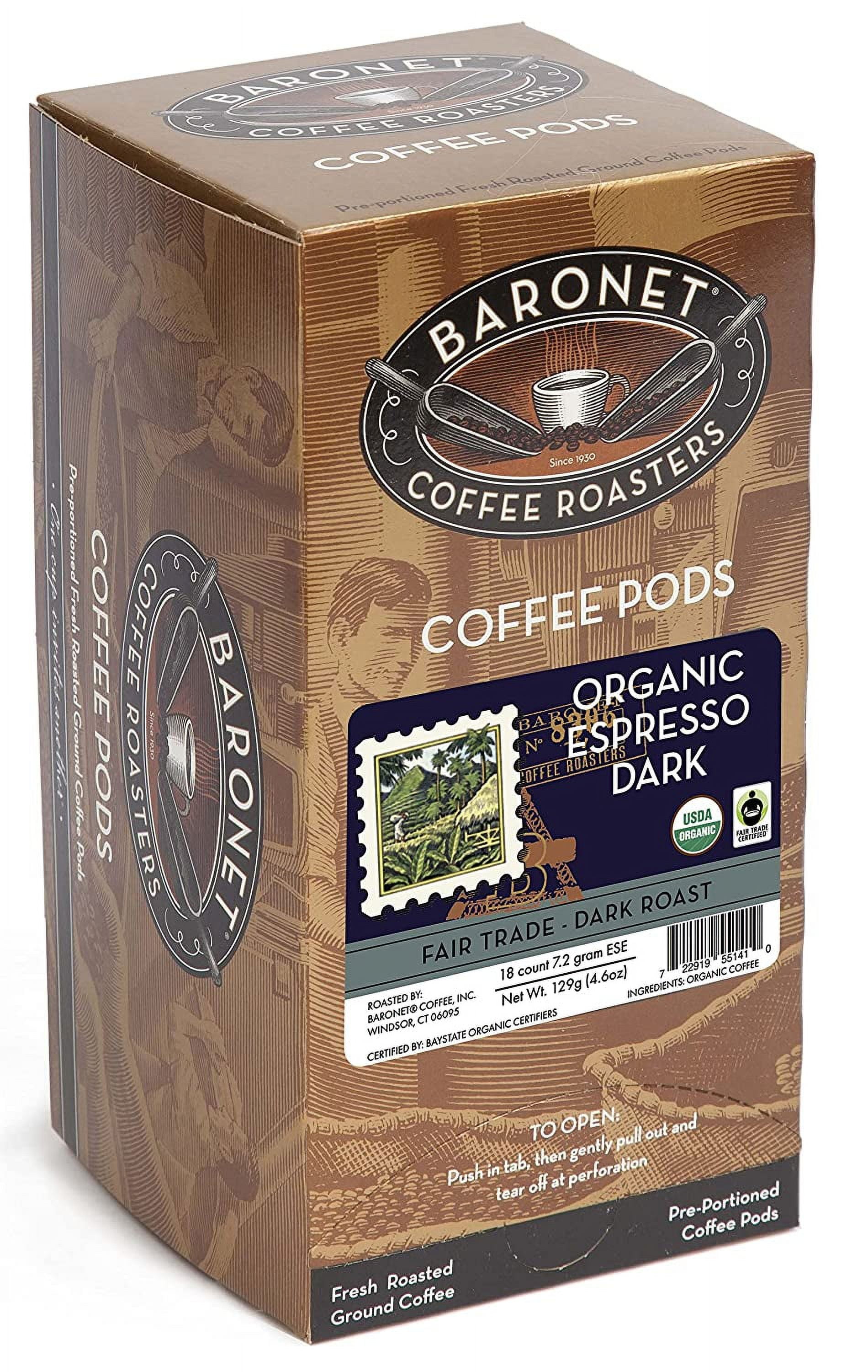 Organic ESE Espresso Pods Espresso Roast , 7.2 Grams Individually Wrapped for Freshness
