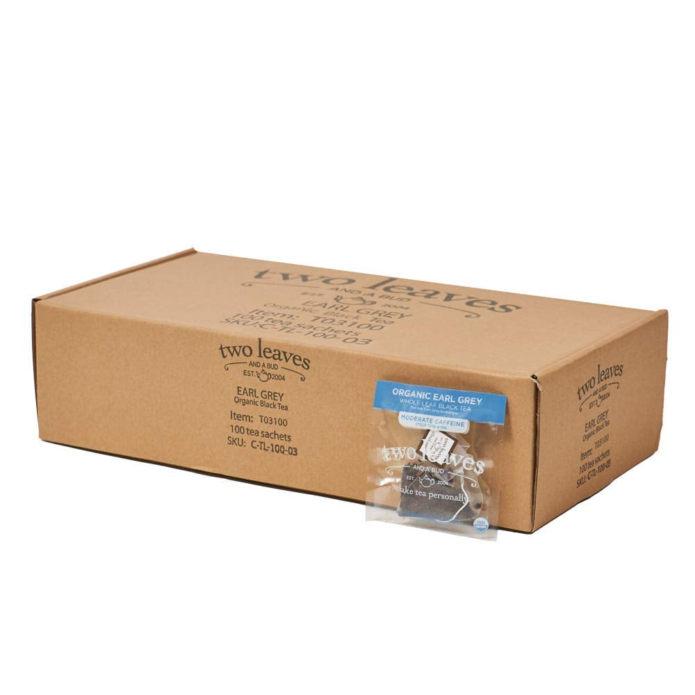 Organic Earl Grey Tea Bags, Whole Leaf Caffeinated Black Tea in