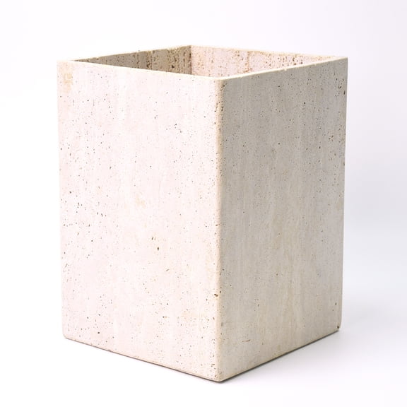 Organic Edge Porous Stone and Rugged Texture Unique Bath Accessories,Travertine Wastebasket