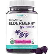 Pure Co Organic Sambucus Elderberry Immune Support Supplement for Adults, 60 Gummies
