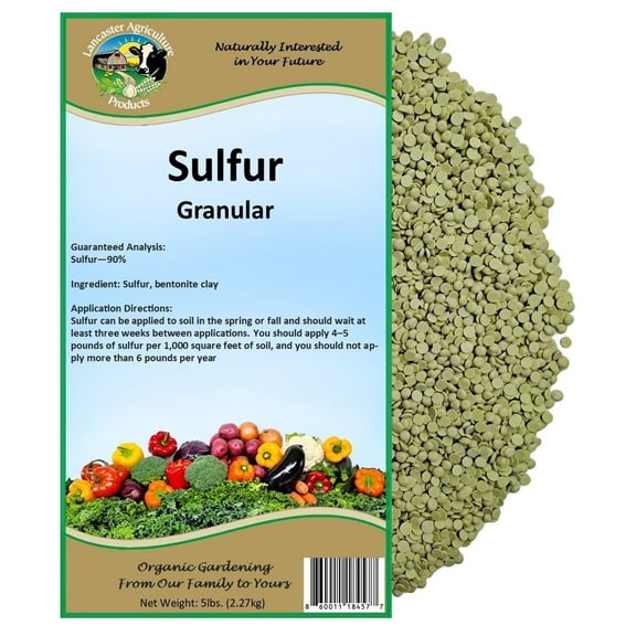 Organic Elemental Sulfur Fertilizer 90% 5 Pounds Acidic Soil Amendment, Hydrangea & Blueberry Fertilizer, Ideal for Garden Soil & Lawn Care - Lancaster Agricultural Products