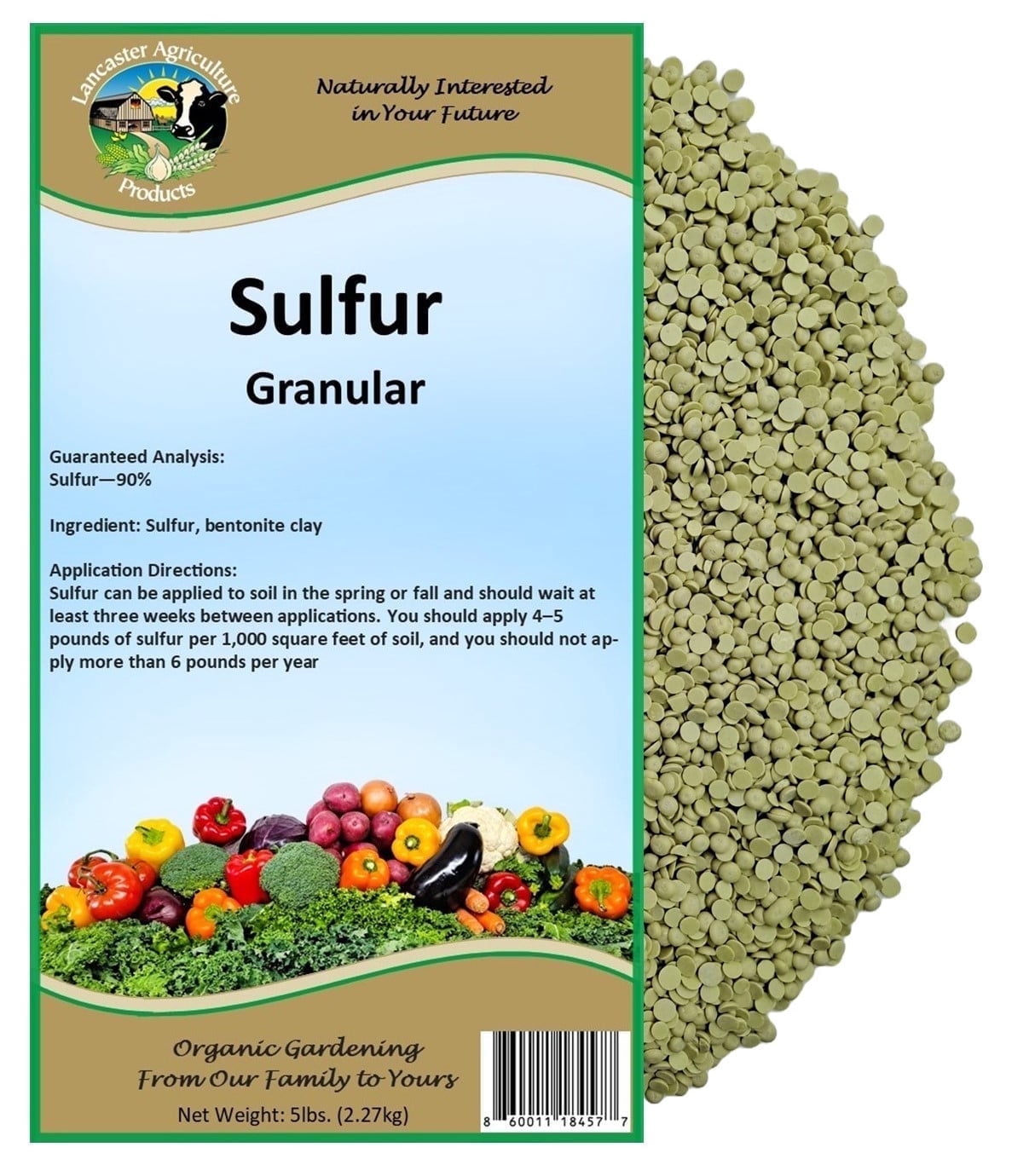 Organic Elemental Sulfur Fertilizer 90% 5 Pounds Acidic Soil Amendment, Hydrangea & Blueberry Fertilizer, Ideal for Garden Soil & Lawn Care - Lancaster Agricultural Products