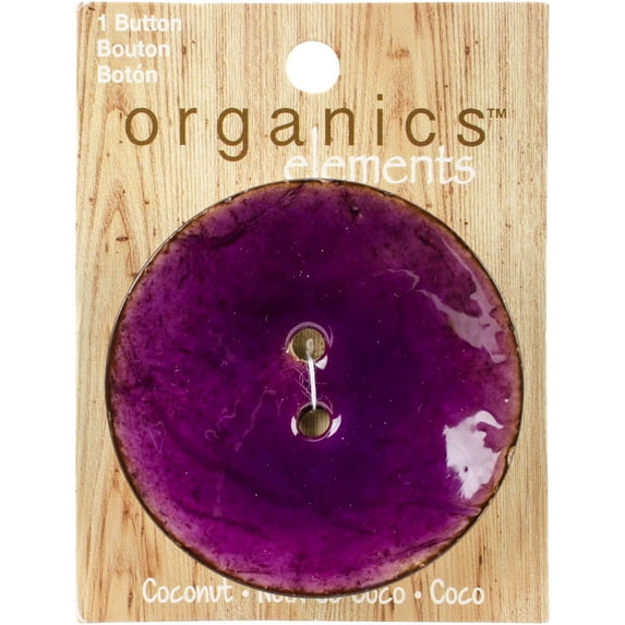 Organic Elements-Coconut Buttons 2-1/2" 1/Pkg-Purple