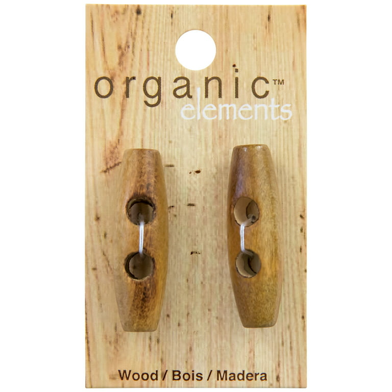 Organic Elements Tan 1 1/2 2 Hole Wood Toggles, 2 Pieces
