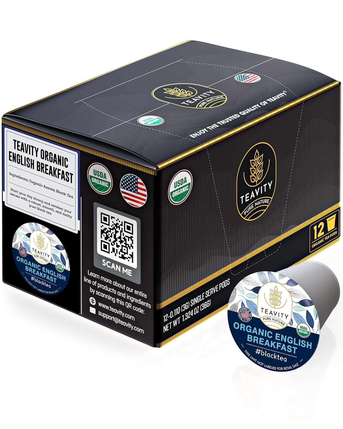 Organic English Breakfast Tea Pods for Naturally Caffeinated