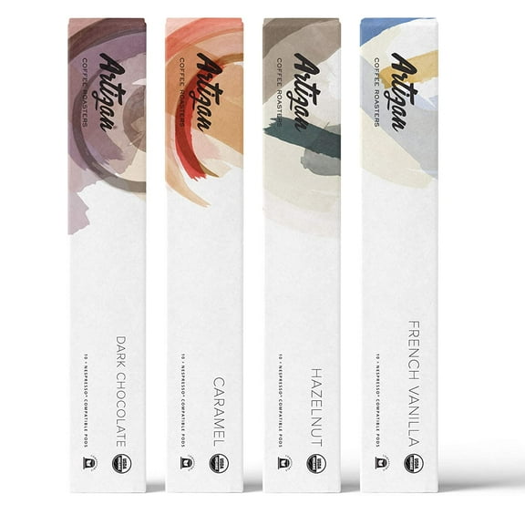 Organic Espresso Coffee Capsules for Nespresso Original Machines - Flavor Pack - French Vanilla, Dark Chocolate, Caramel, Hazelnut - 40 Pods