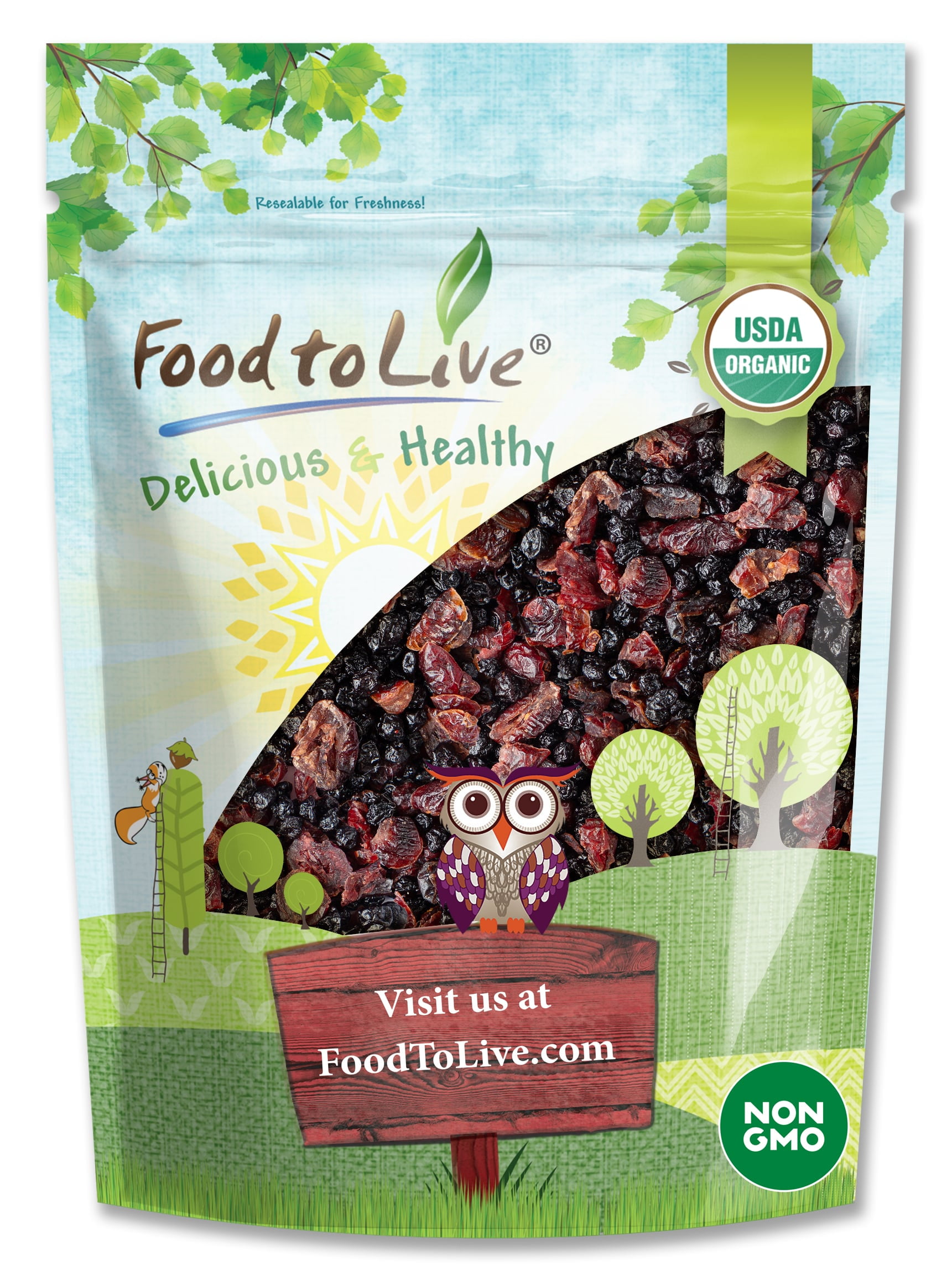 Organic Essential Berries Mix, 18 Pounds – A Blend of Non-GMO Dried Blueberries and Cranberries. Unsulfured, Kosher, Bulk. Gently Infused with Organic Sugar. Lightly Coated with Organic Sunflower Oil