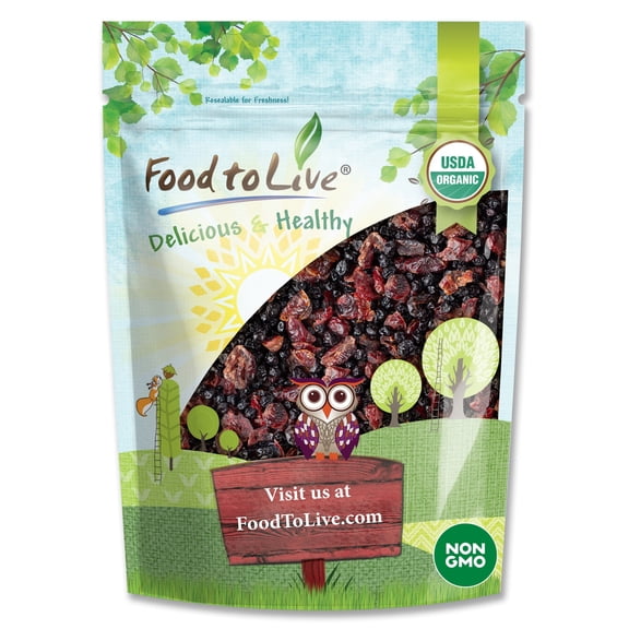 Organic Essential Berries Mix, 12 oz Non-GMO Dried Blueberries & Cranberries. Unsulfured, Kosher - by Food To Live
