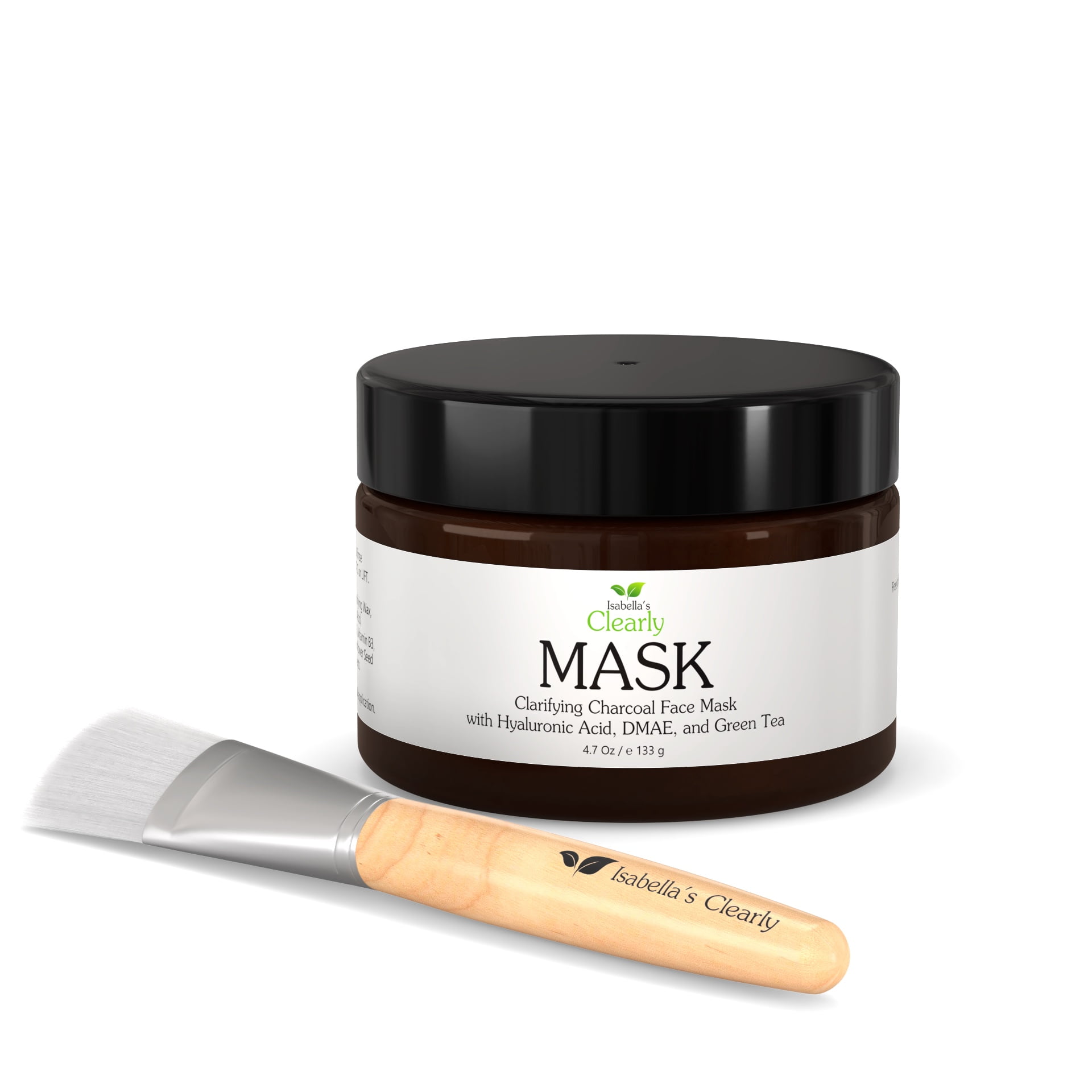 Organic Face MASK, Deep Pore Cleansing Clarifying Charcoal + Anti Aging Hyaluronic Acid | Natural Skin Care for Wrinkles, Blackheads, Large Pores, Acne | Includes Applicator