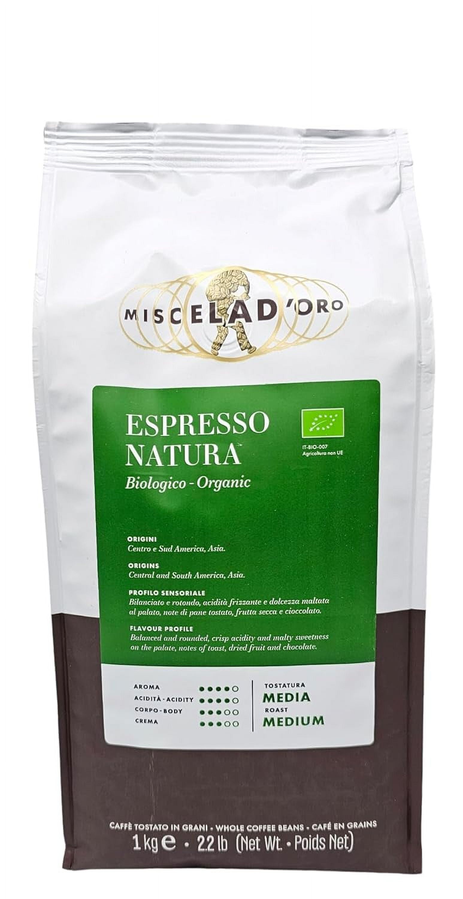 Miscela D'Oro Natura Organic Fairtrade Espresso Beans - 2.2 Lb Bag, Arabica & Robusta Blend