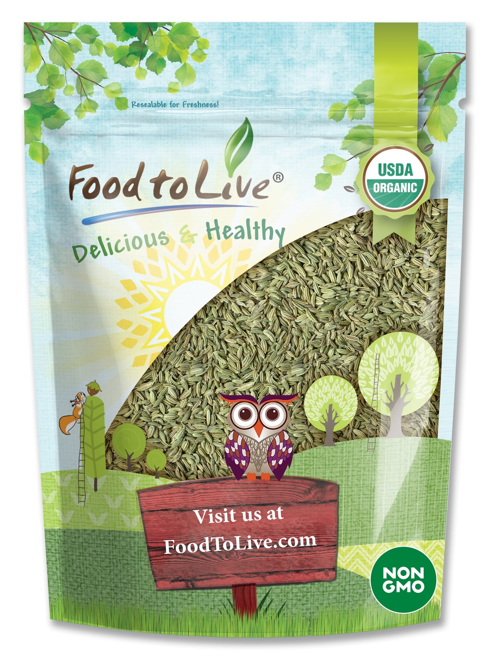 Organic Fennel Seeds, 3 Pounds — Whole, Non-GMO, Kosher, Vegan, Bulk - Food to Live