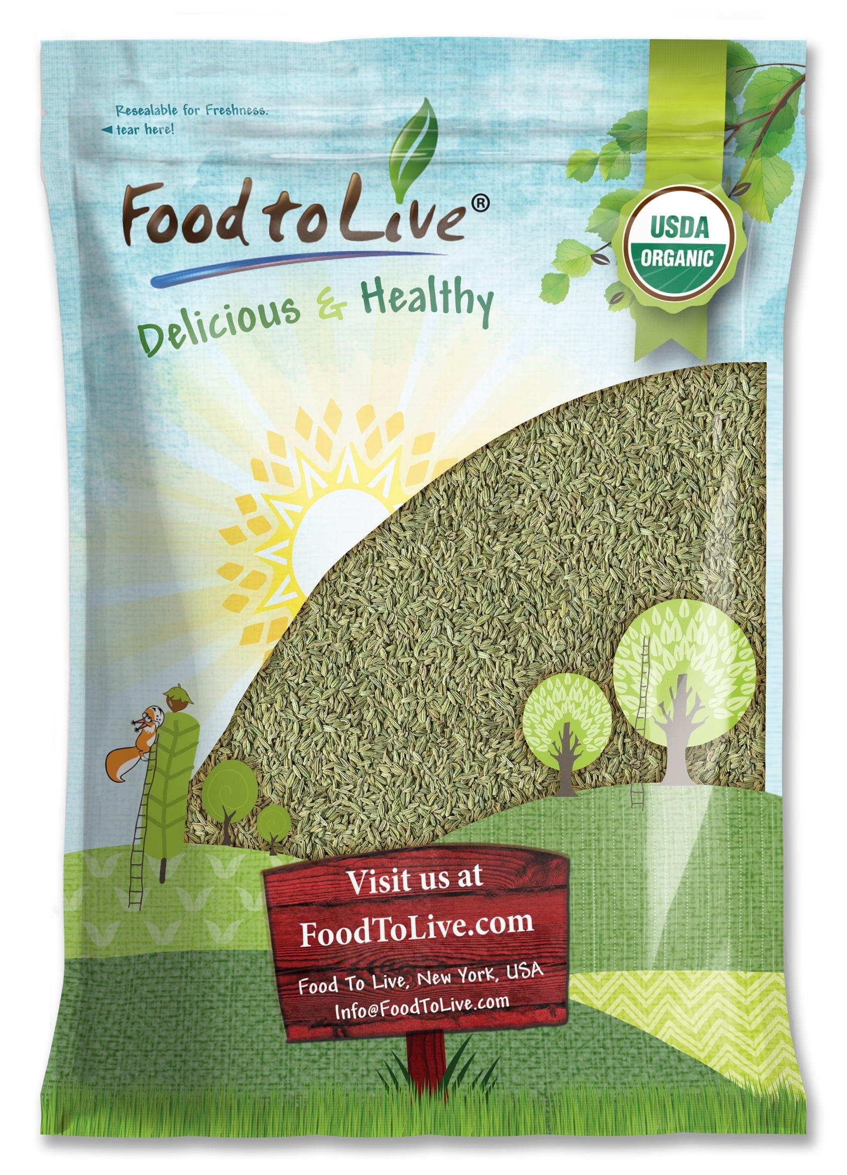 Organic Fennel Seeds, 7 Pounds - Non-GMO, Kosher, Raw, Vegan - by Food to Live