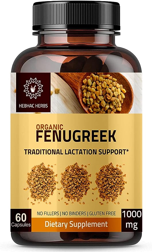 Organic Fenugreek Capsules 1000mg 60 Capsules Breastfeeding Supplement Organic Fenugreek
